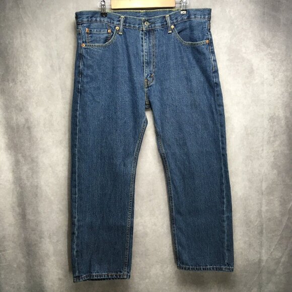 Levis 505 Regular Fit Mens Blue Jeans size 38x29 Denim 100% Cotton Zipper Fly - Picture 4 of 9